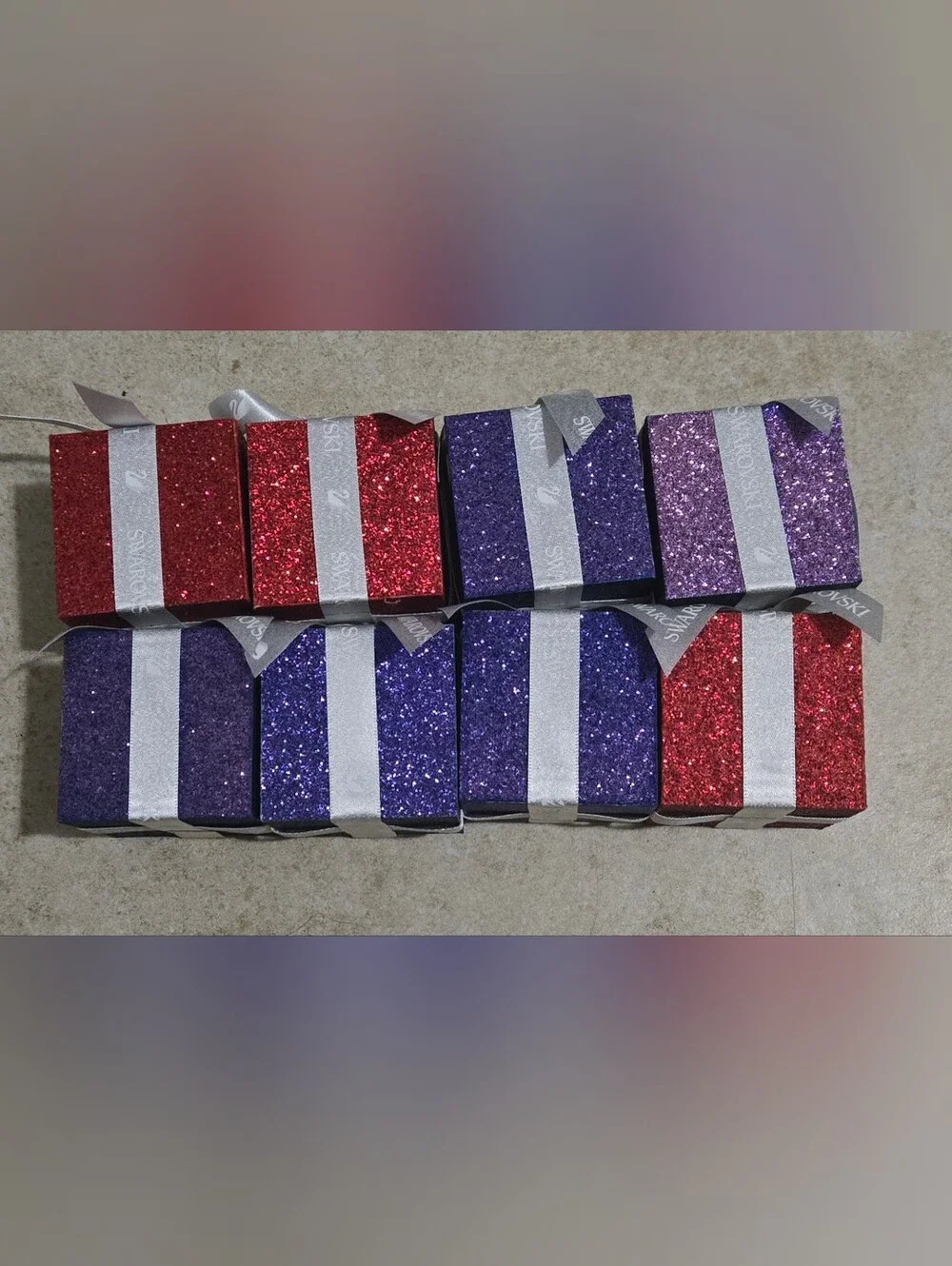 Swarovski Wooden decoration Box  with Silver Branded Ribbon